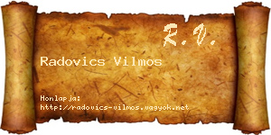 Radovics Vilmos névjegykártya